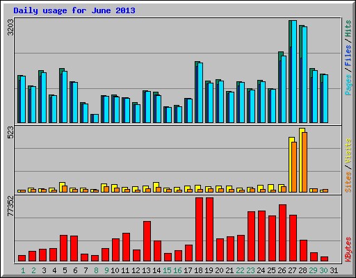 Daily usage for June 2013