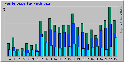 Hourly usage for March 2013