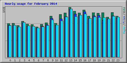 Hourly usage for February 2014
